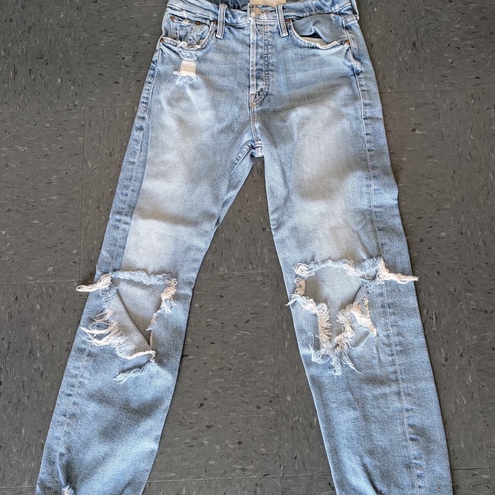 MOTHER Light Blue Distressed Women Jeans